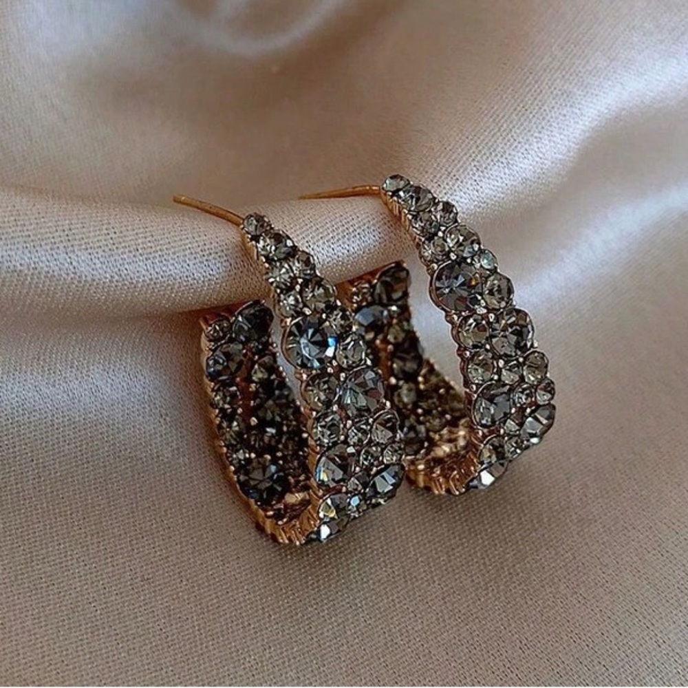 Elegant Rhinestone Hoop Earrings - Picture 4 of 4